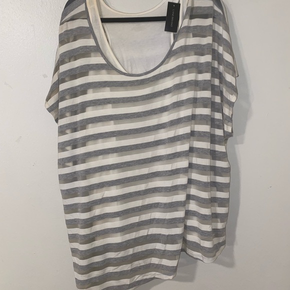 Lane Bryant Tops - Lane Bryant Gray and White Boxy T-Shirt Women Stripes Size 22/24